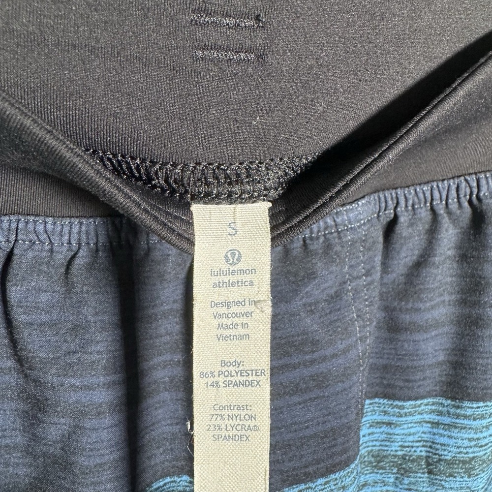 Lululemon Blue Pattern Athletic Shorts Stretch Training Gym | Men Small | As Is - Picture 7 of 8